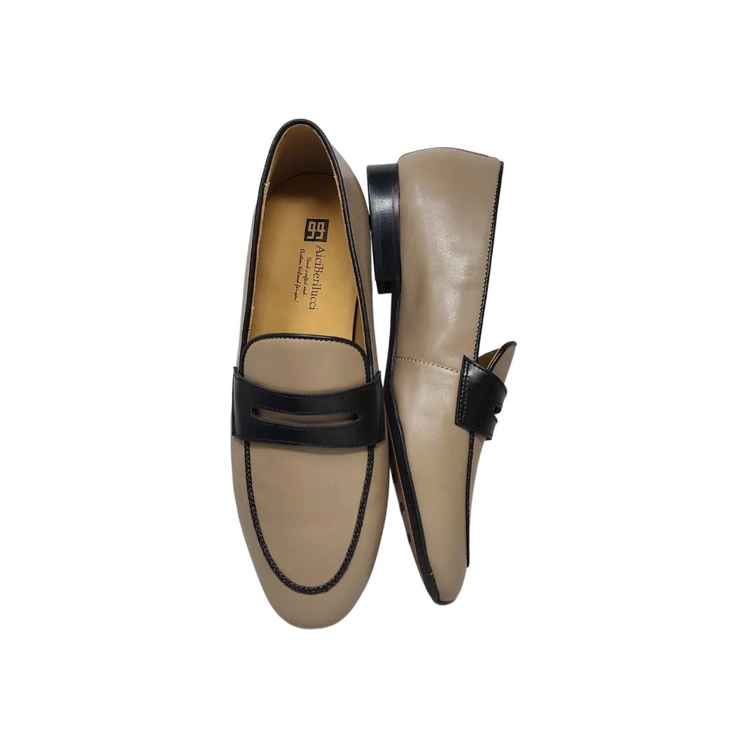 AicBerlucci Loraine Ladies Taupe Leather Loafer Shoes