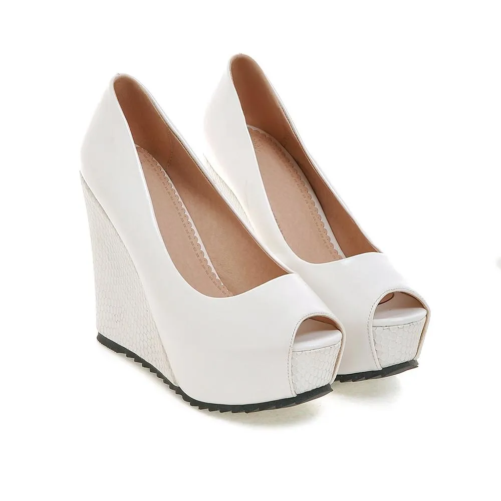 Amozae Sweet Pink White Wedge Platform High Heels Shoes Womens Heels Open Toe Wedge Heels Women's Shoes Spring Summer Pumps Shoes Woman