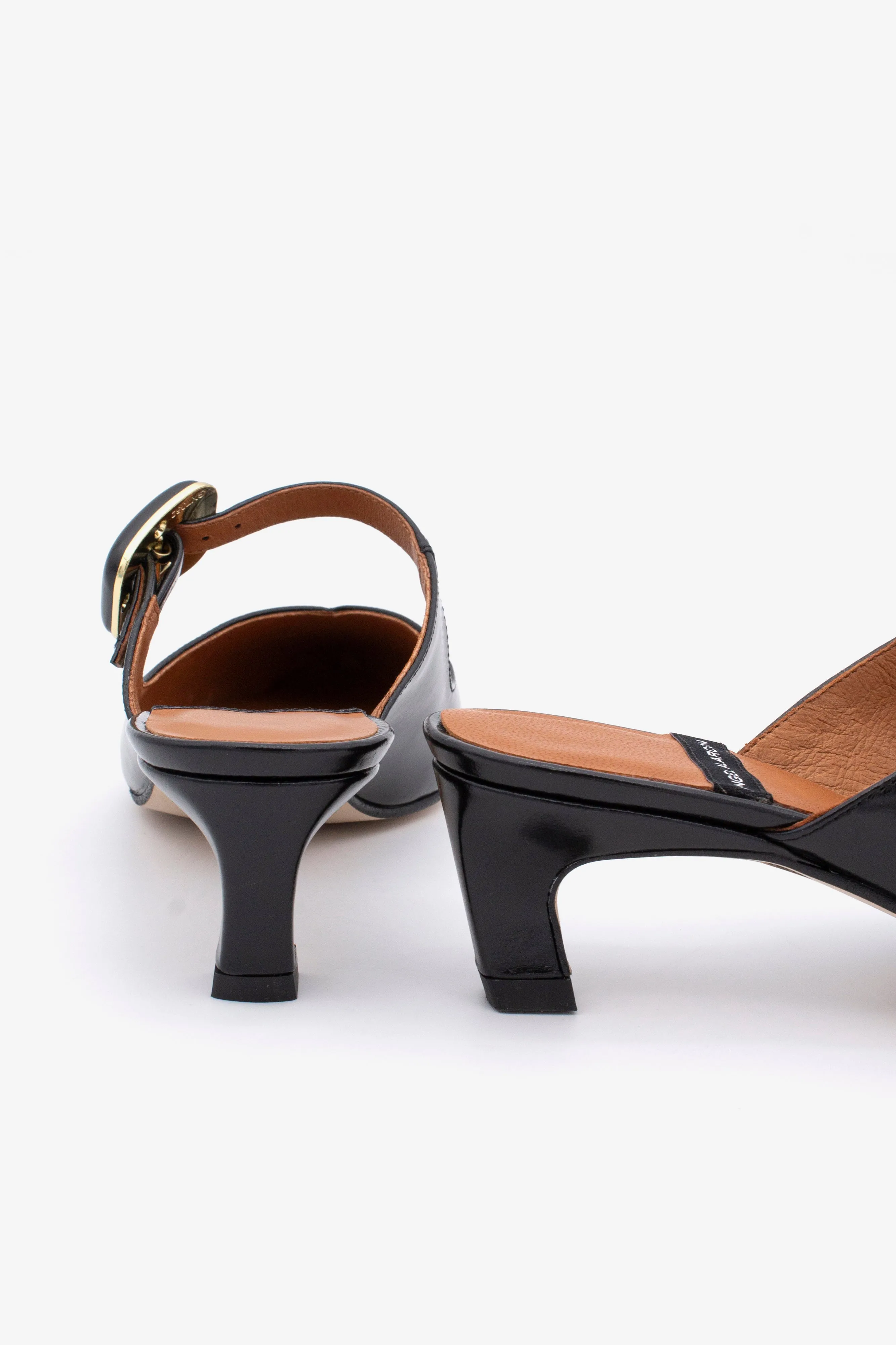 Angel Alarcon Black kitten Heel Mule||25051480B
