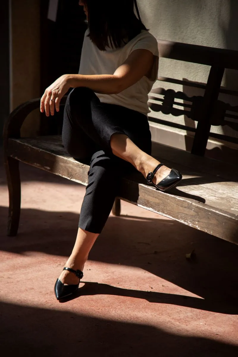 Angel Alarcon Black kitten Heel Mule||25051480B