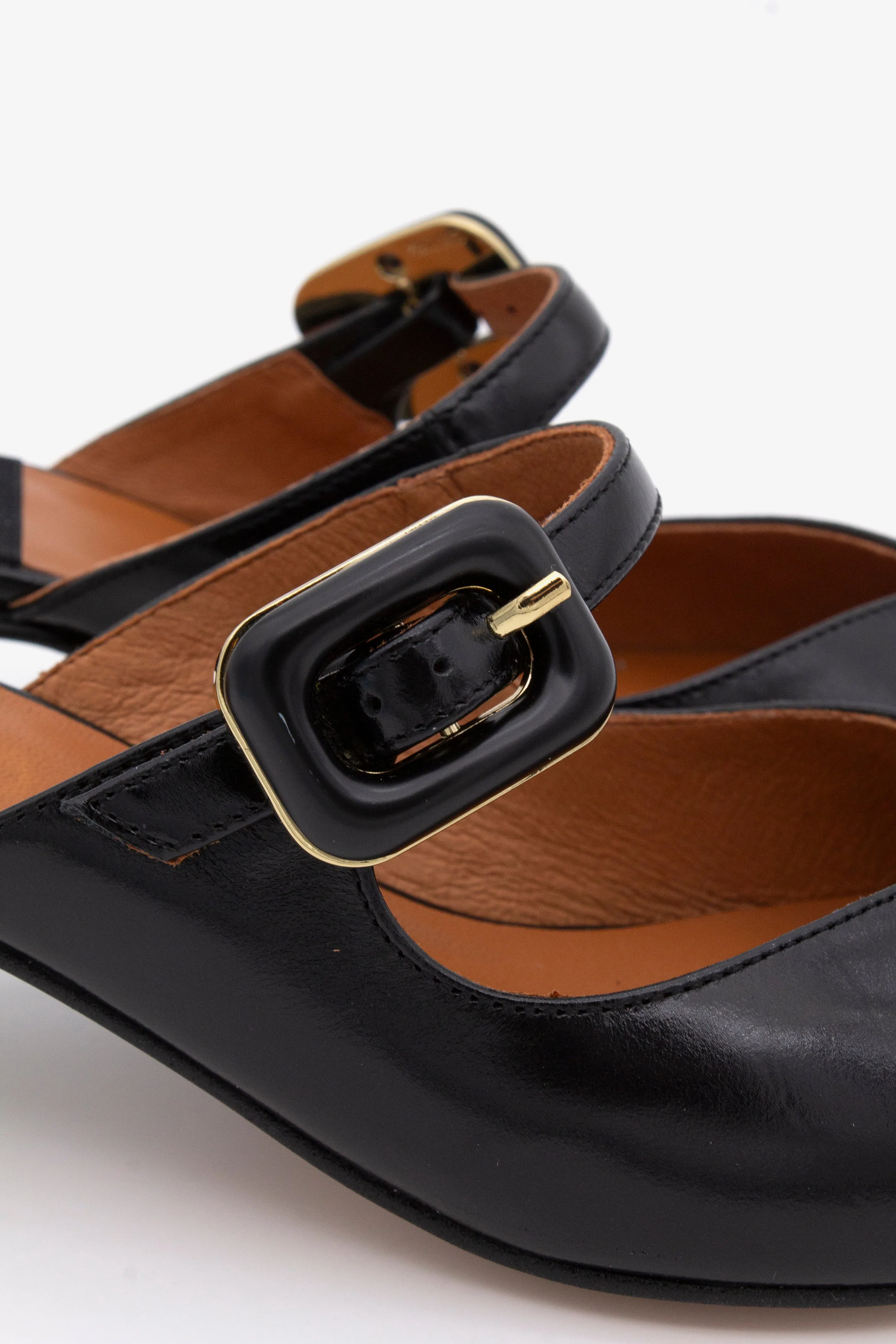 Angel Alarcon Black kitten Heel Mule||25051480B