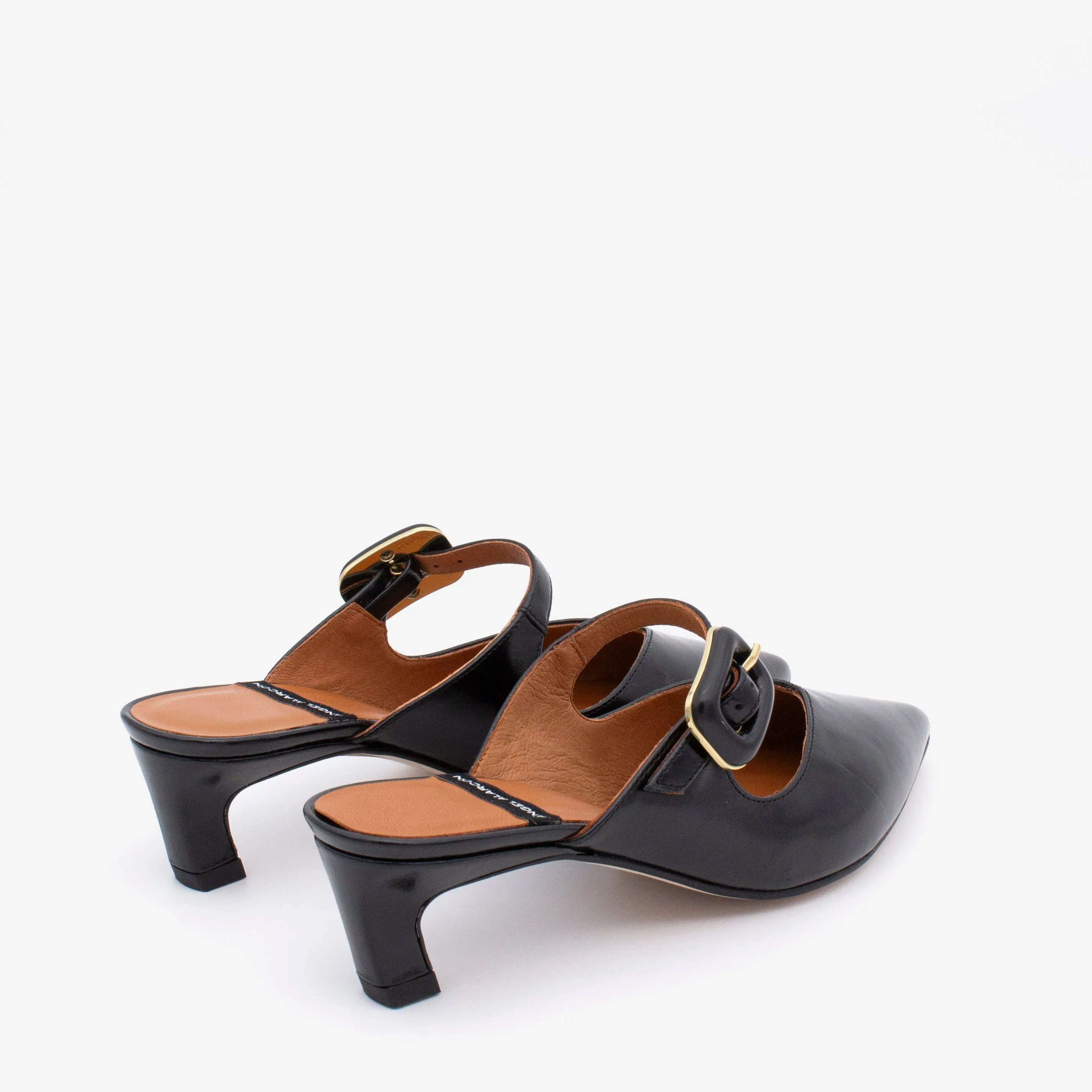 Angel Alarcon Black kitten Heel Mule||25051480B