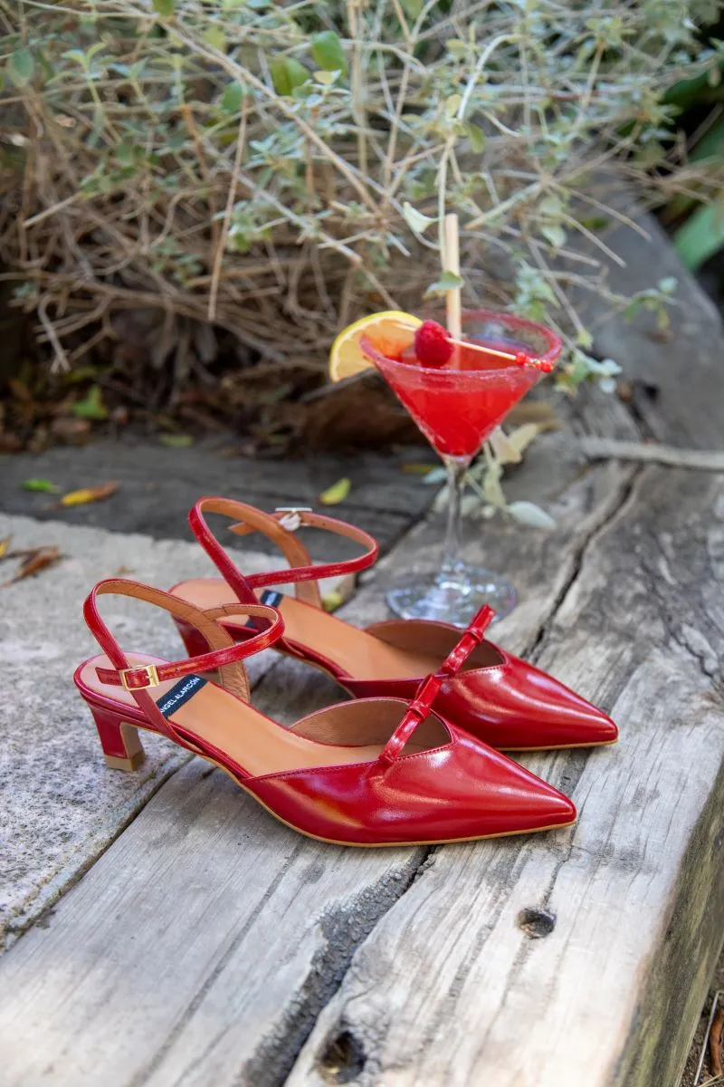 Angel Alarcon Red Kitten Heel Sandal|25050480R