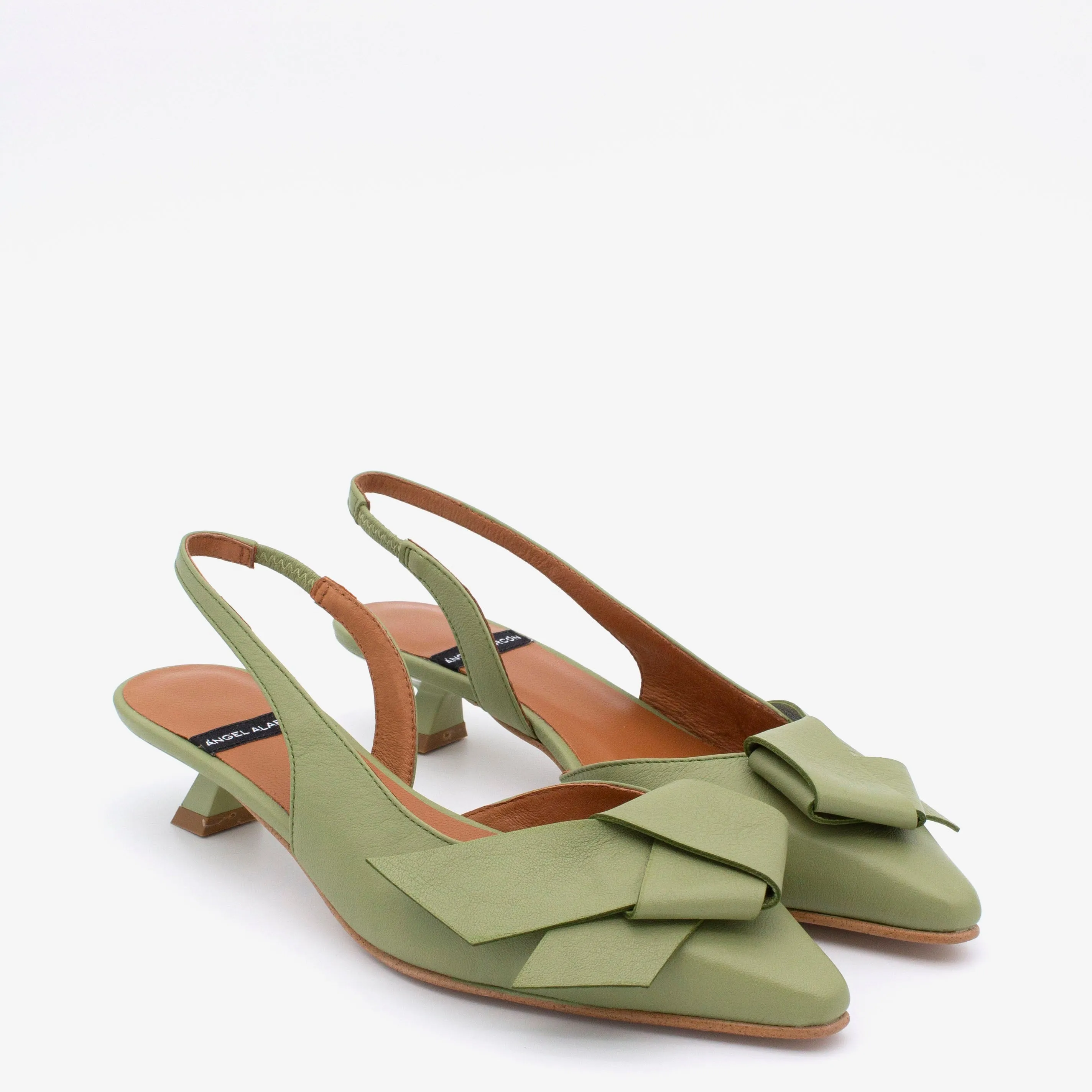 Angel Alarcon Sea Green Kitten Heel Sandal|25055273G