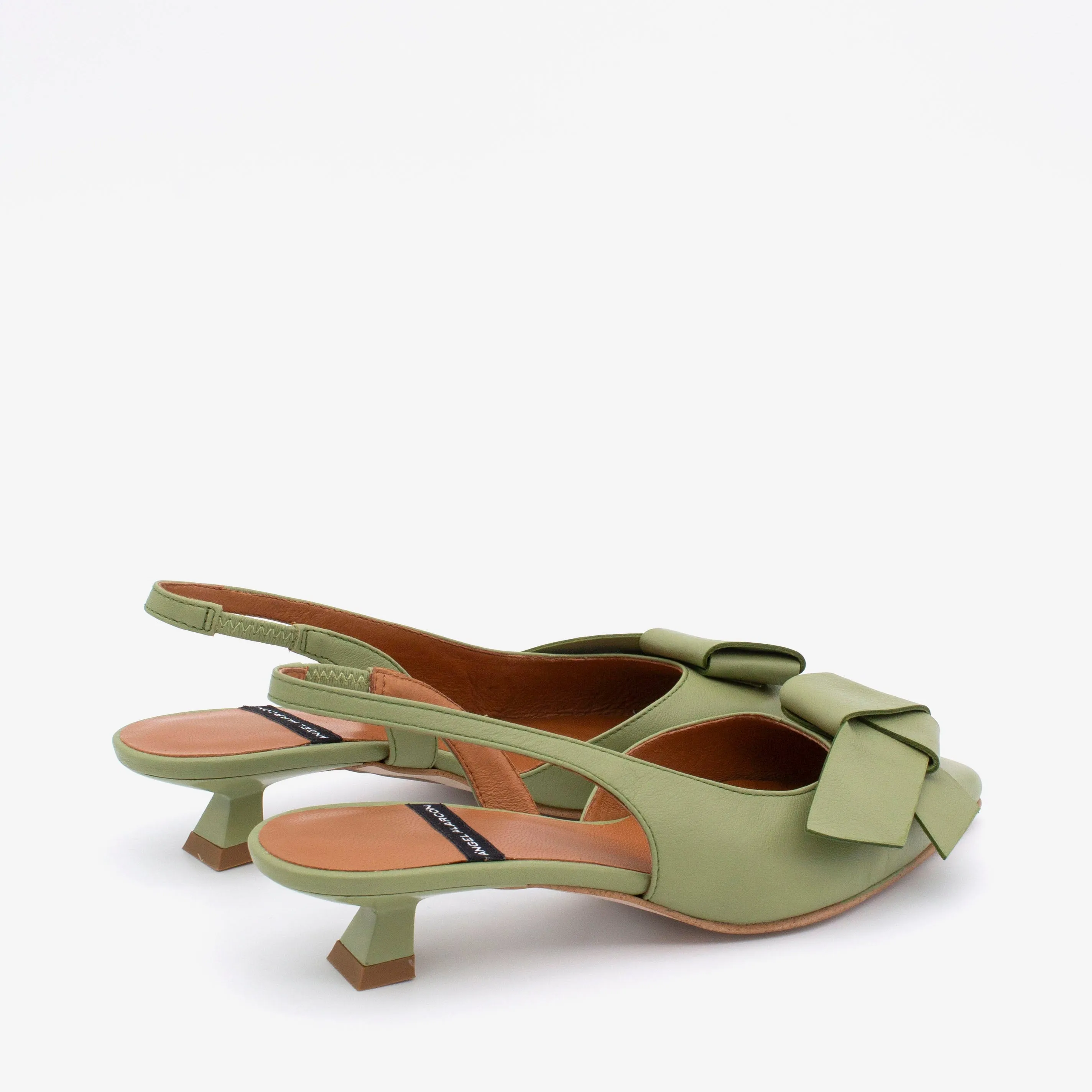 Angel Alarcon Sea Green Kitten Heel Sandal|25055273G