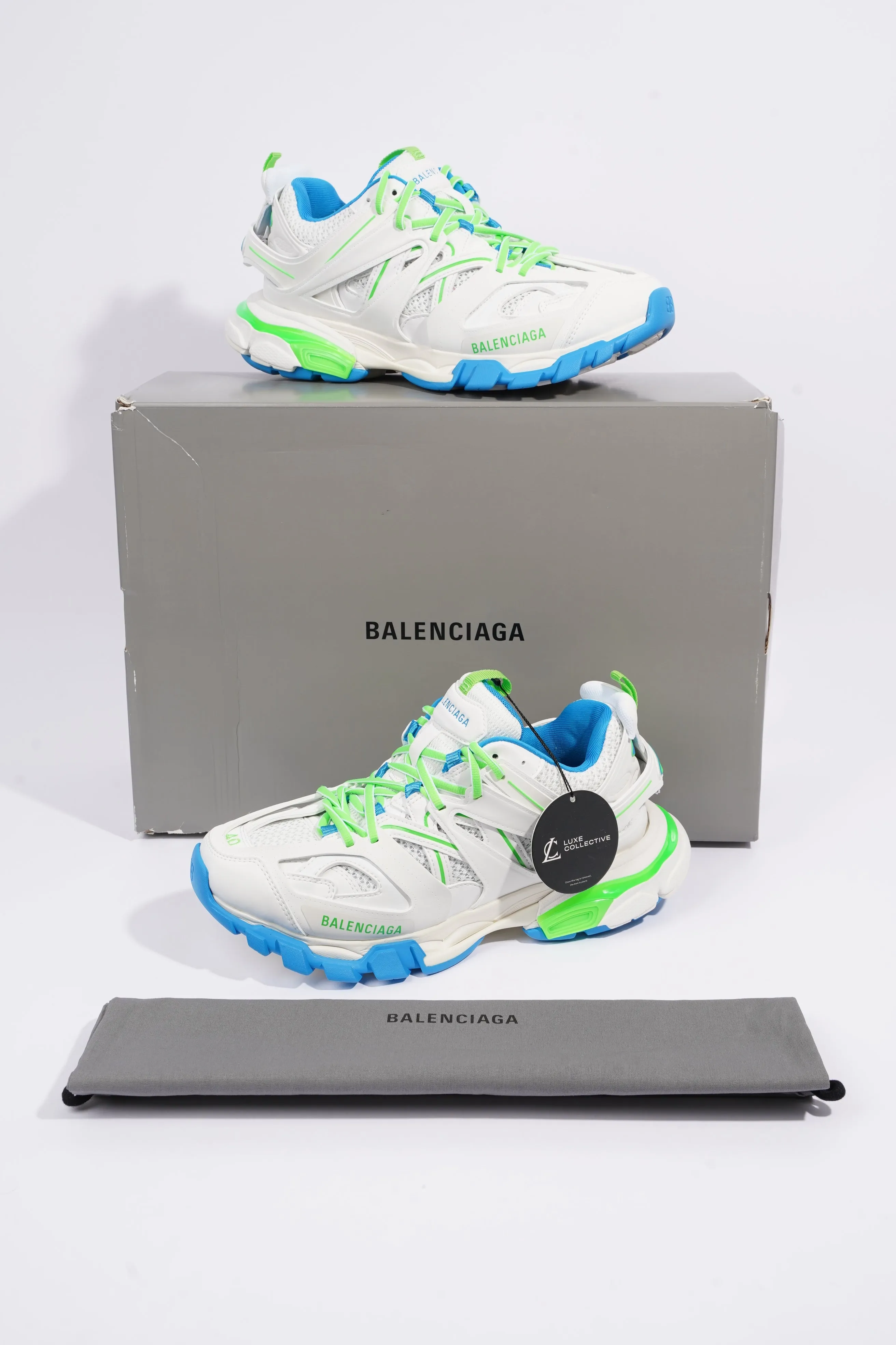 Balenciaga Mens Track White / Green / Blue EU 40 / UK 6