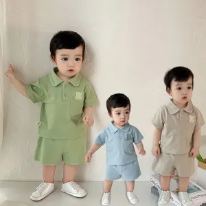 Bear Polo Solid Color Summer Set