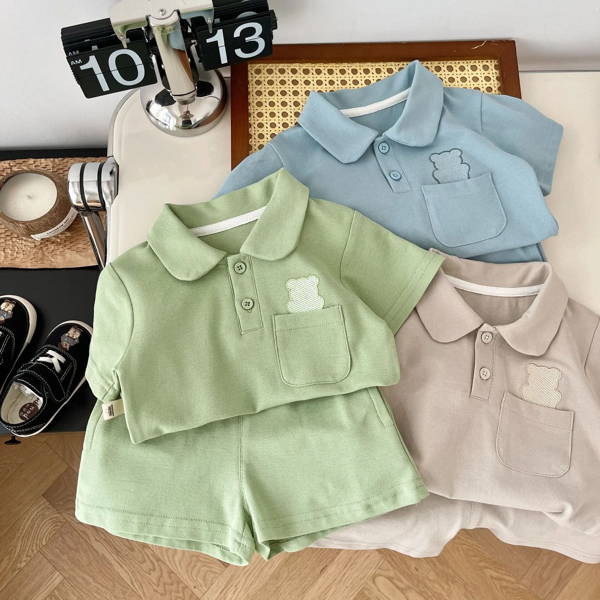 Bear Polo Solid Color Summer Set