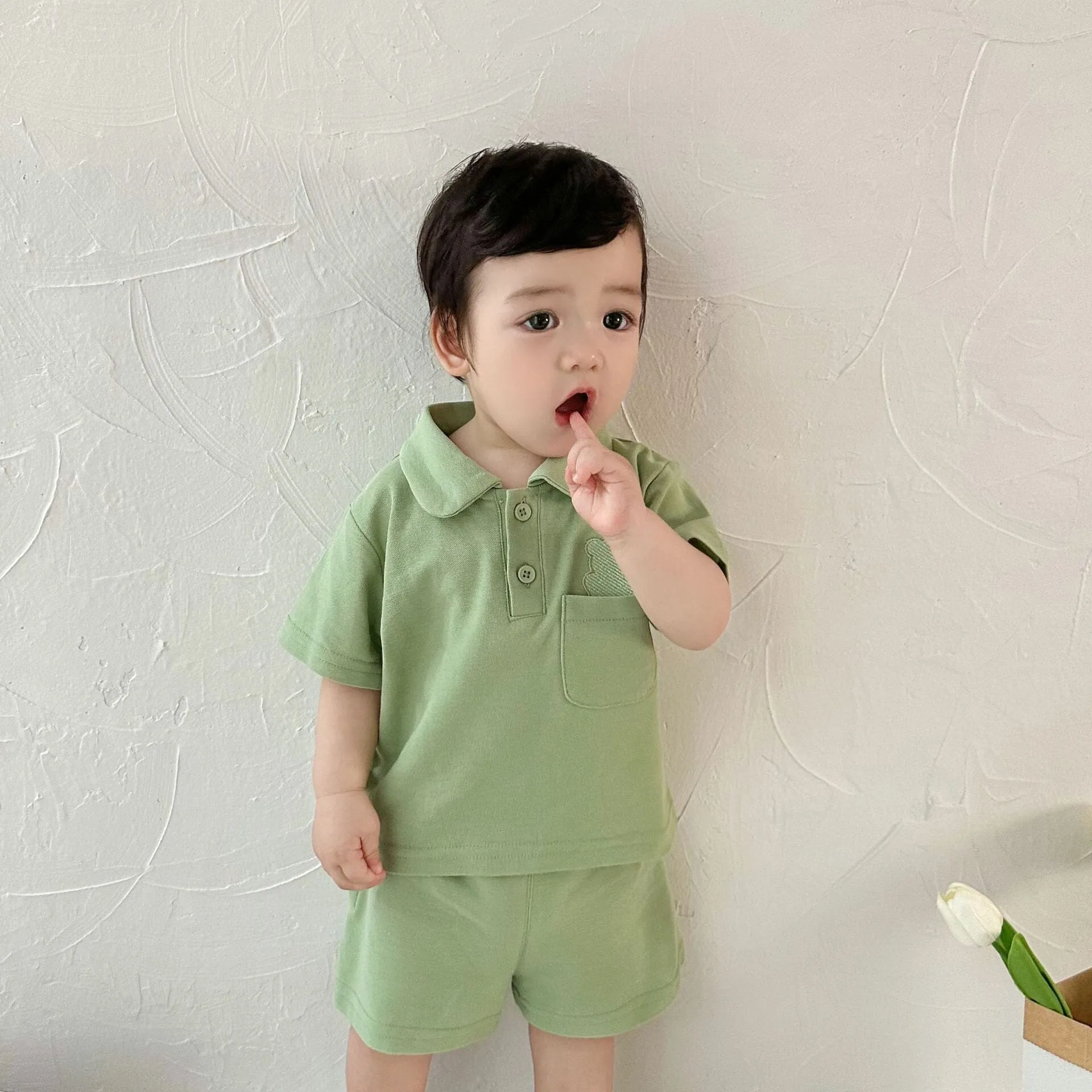 Bear Polo Solid Color Summer Set