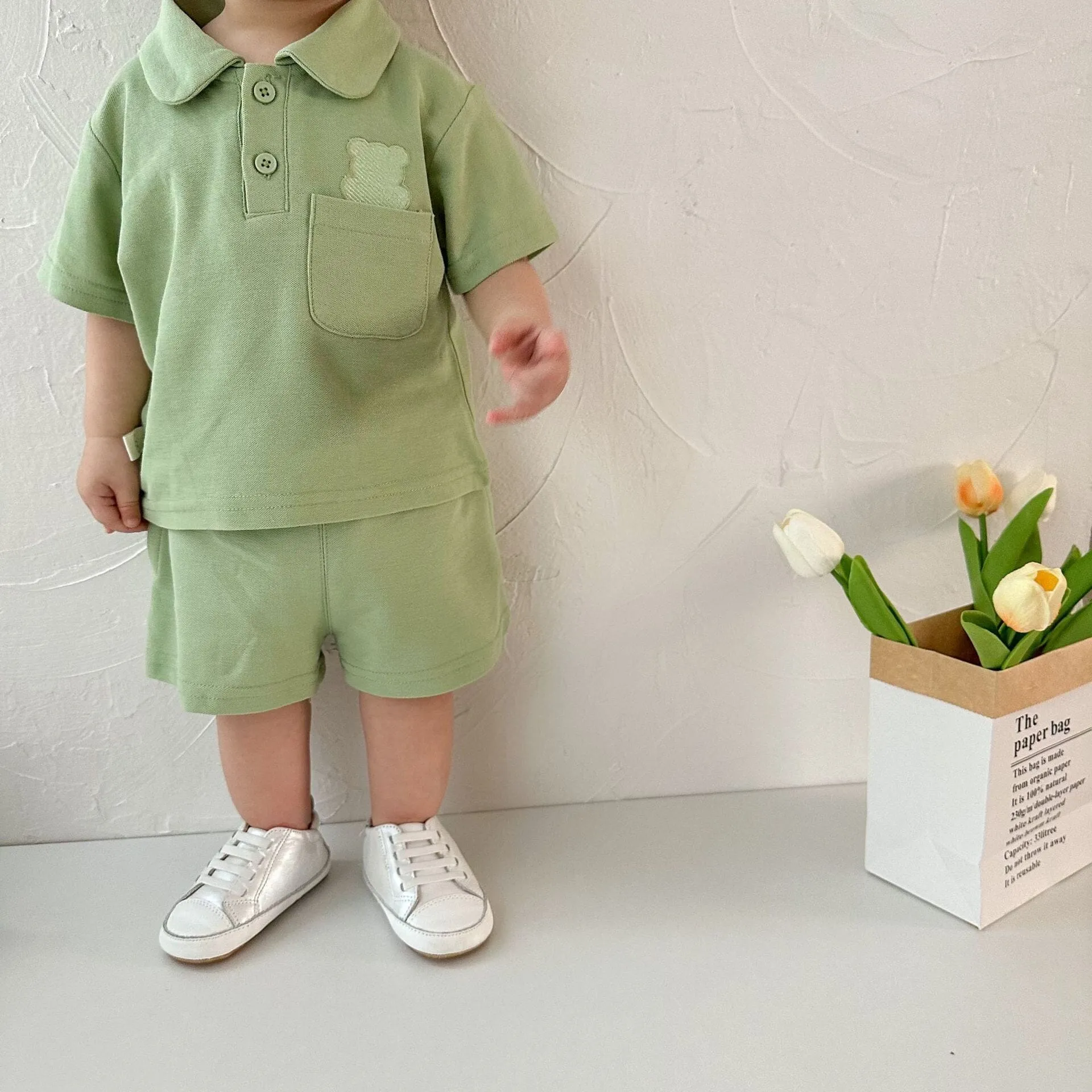 Bear Polo Solid Color Summer Set