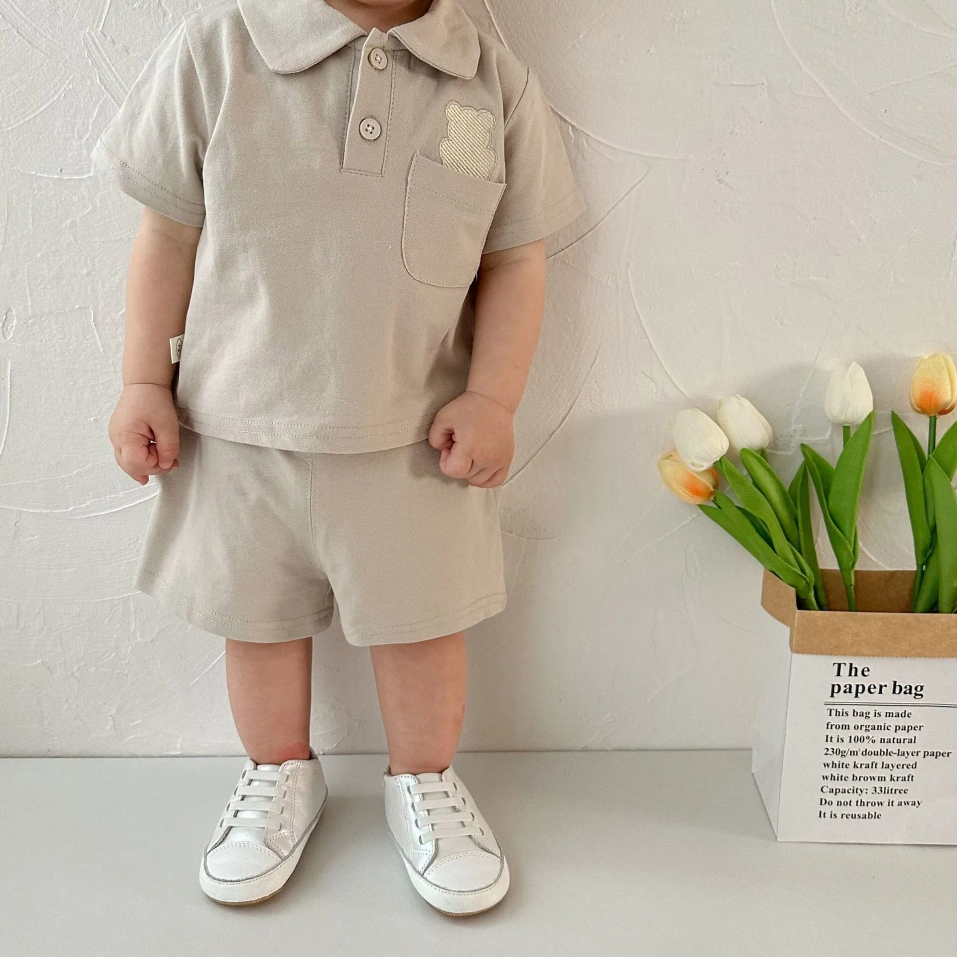 Bear Polo Solid Color Summer Set