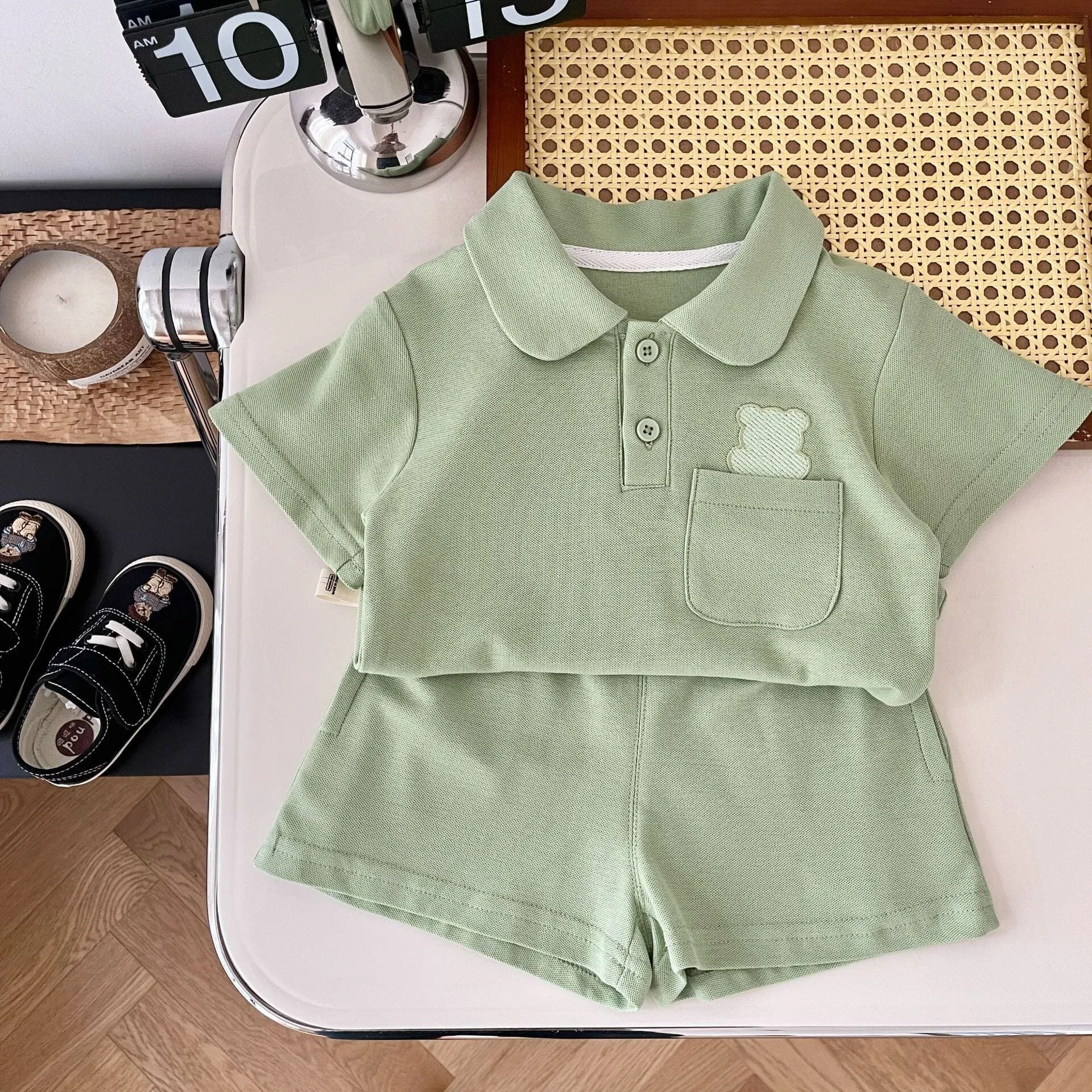 Bear Polo Solid Color Summer Set
