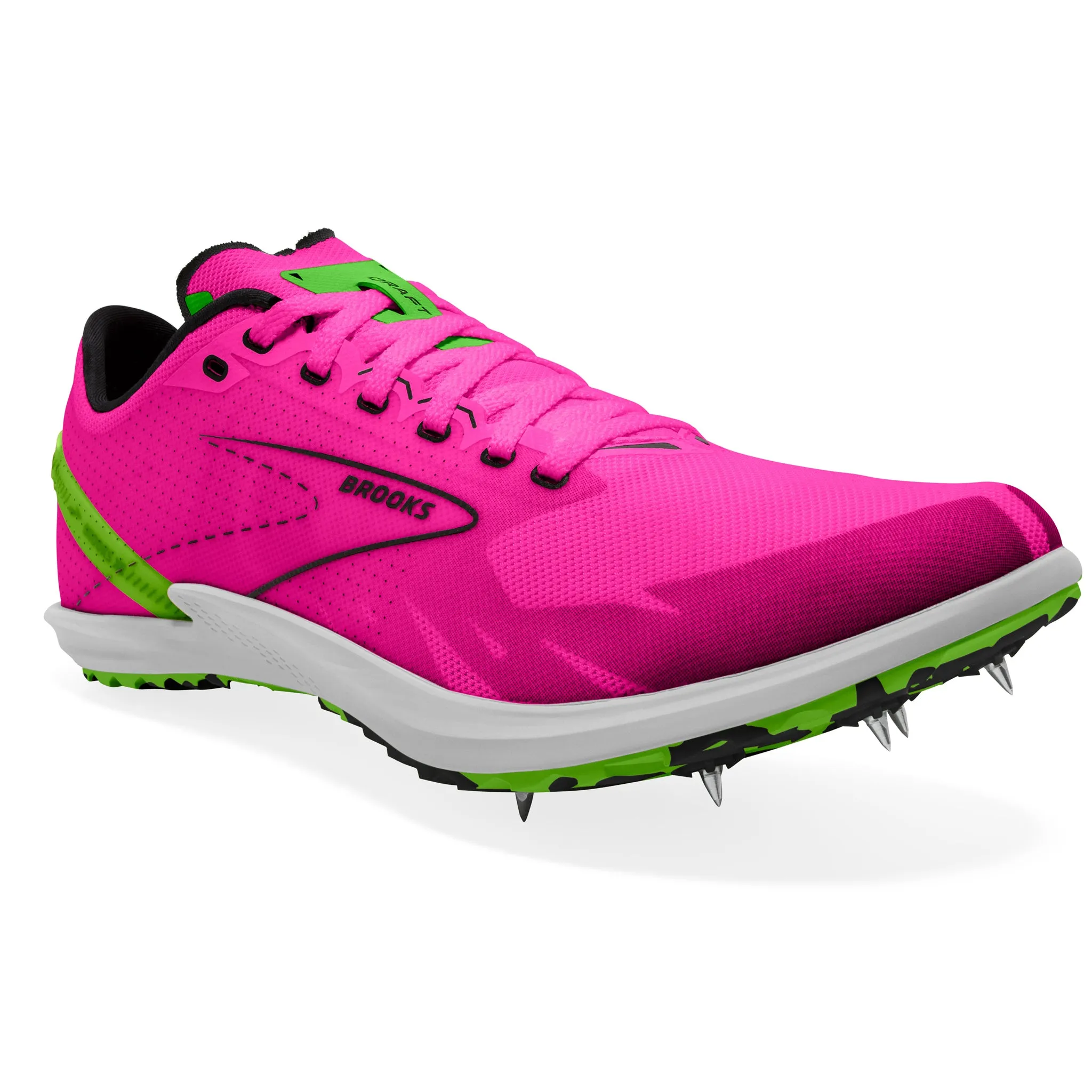 Brooks Draft XC Spikes Unisex Pink Glo Green Black