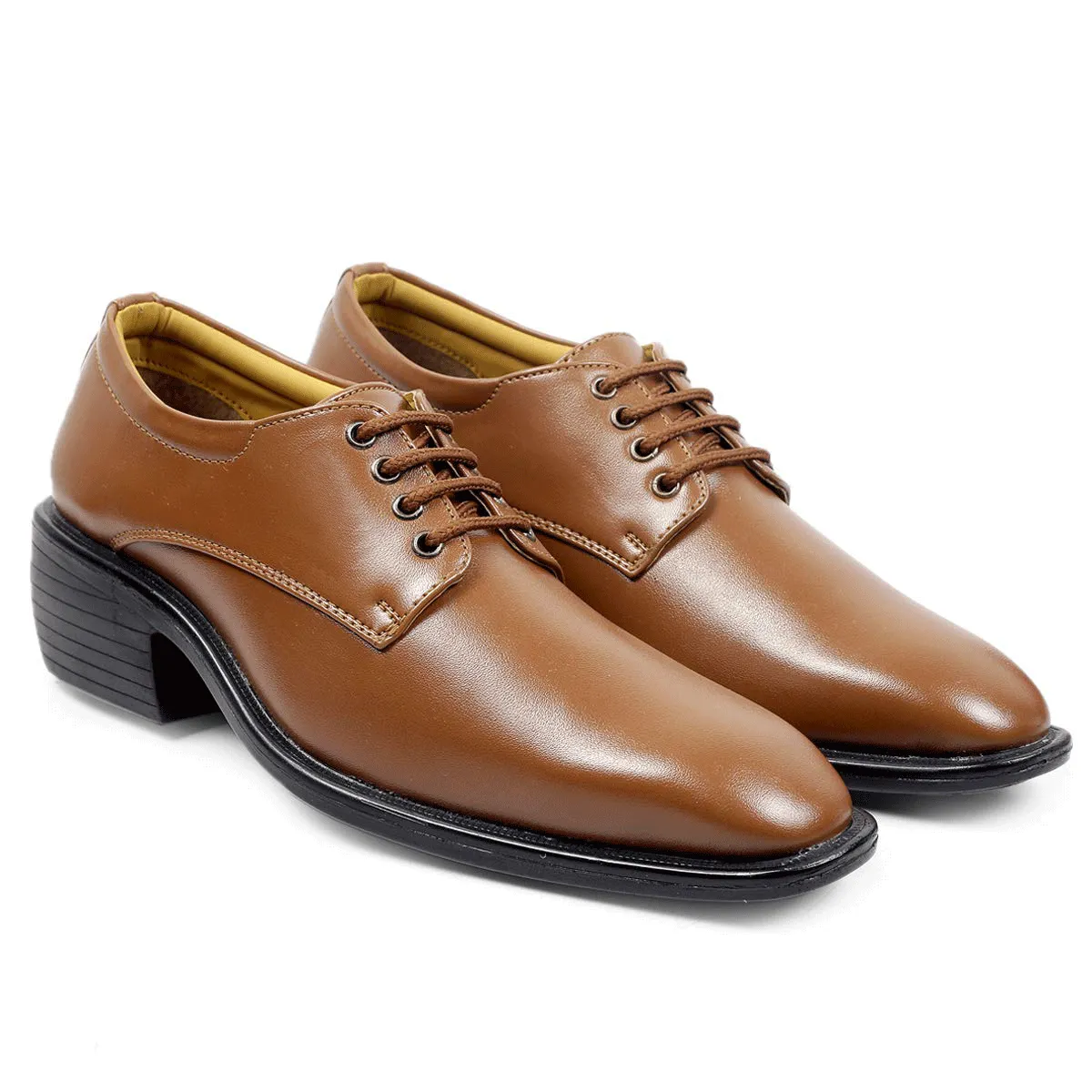 Classic Pattern Height Increasing Tan Casual, Formal Office Wear Derby Shoes-JonasParamount