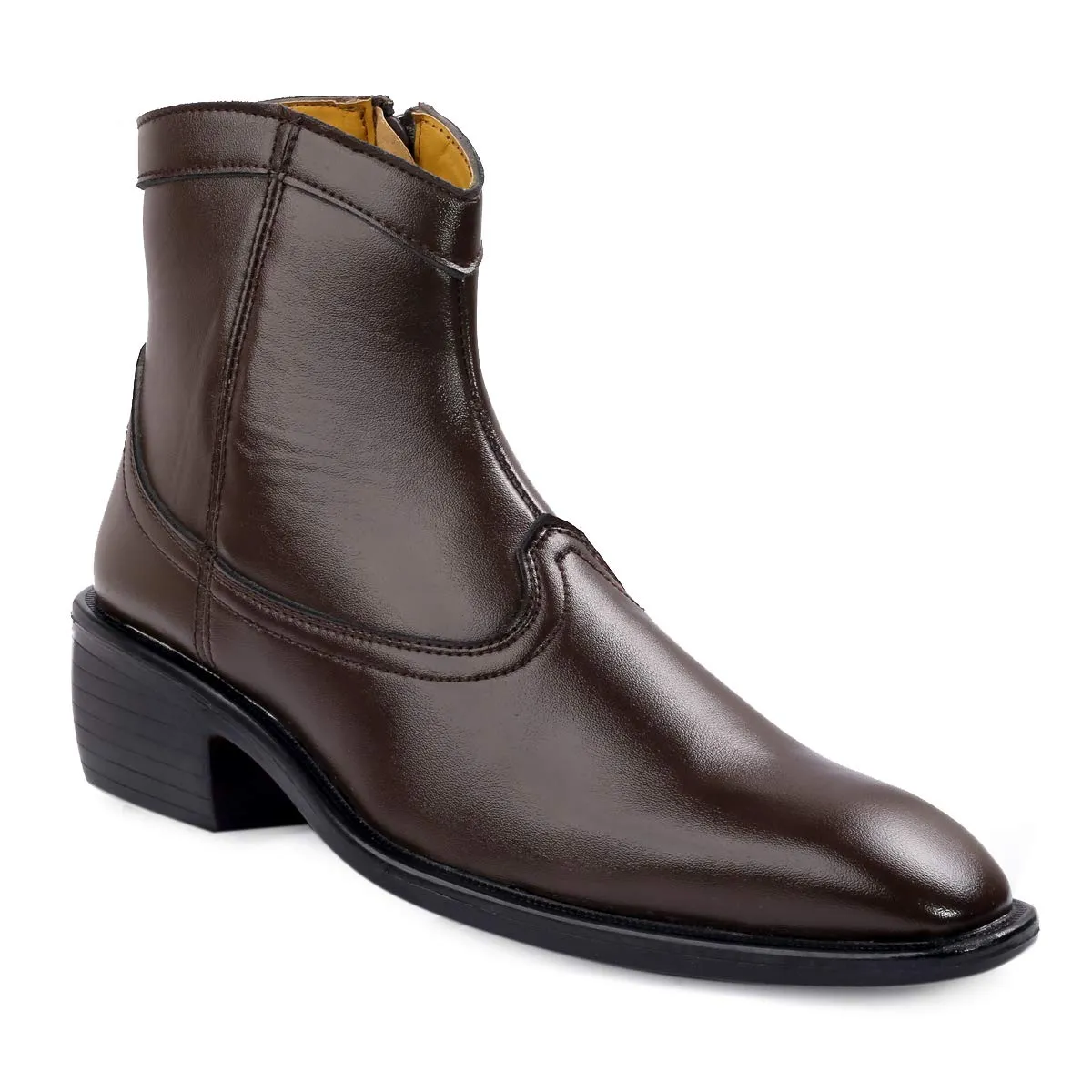 Classy High Ankle Brown Casual And Formal Boot With Zip Pattern-JonasParamount