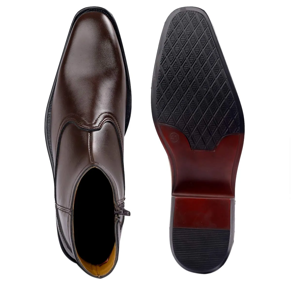 Classy High Ankle Brown Casual And Formal Boot With Zip Pattern-JonasParamount