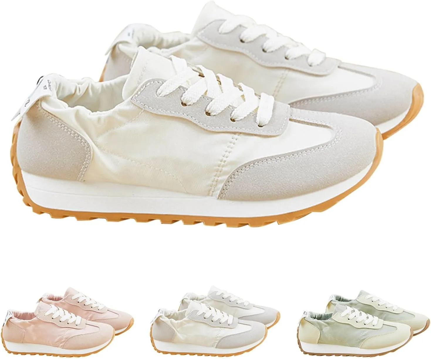 Comfy Shoes for Women, Lace Up Thick Platform Non Slip Sneakers Lightweight Breathable Walking Running Sneakers