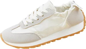 Comfy Shoes for Women, Lace Up Thick Platform Non Slip Sneakers Lightweight Breathable Walking Running Sneakers
