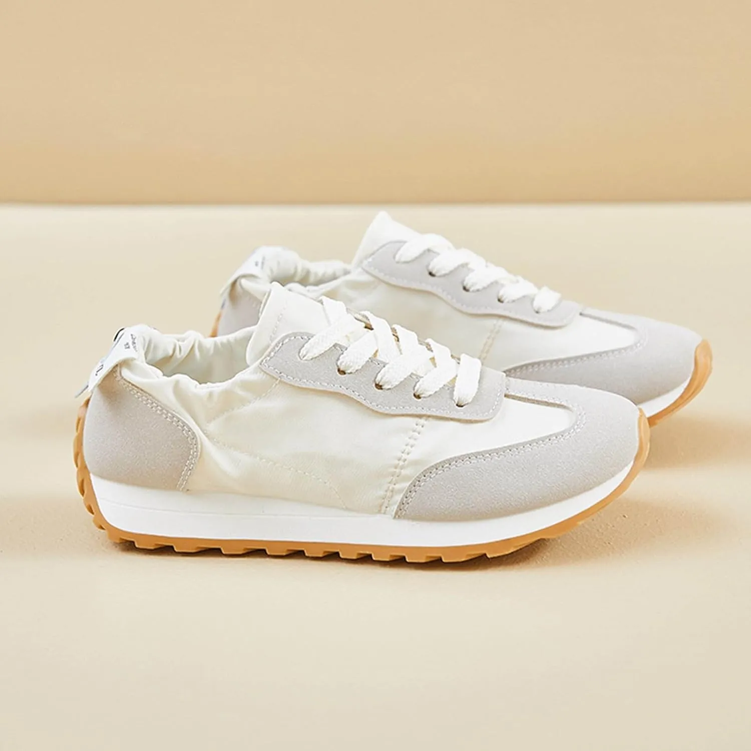 Comfy Shoes for Women, Lace Up Thick Platform Non Slip Sneakers Lightweight Breathable Walking Running Sneakers