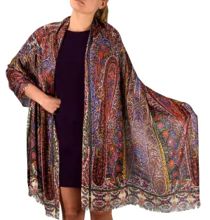 Floral Mosaic Peach Couture Womens Soft Fashion Artistic Digital Print Long Scarf Wrap Shawl