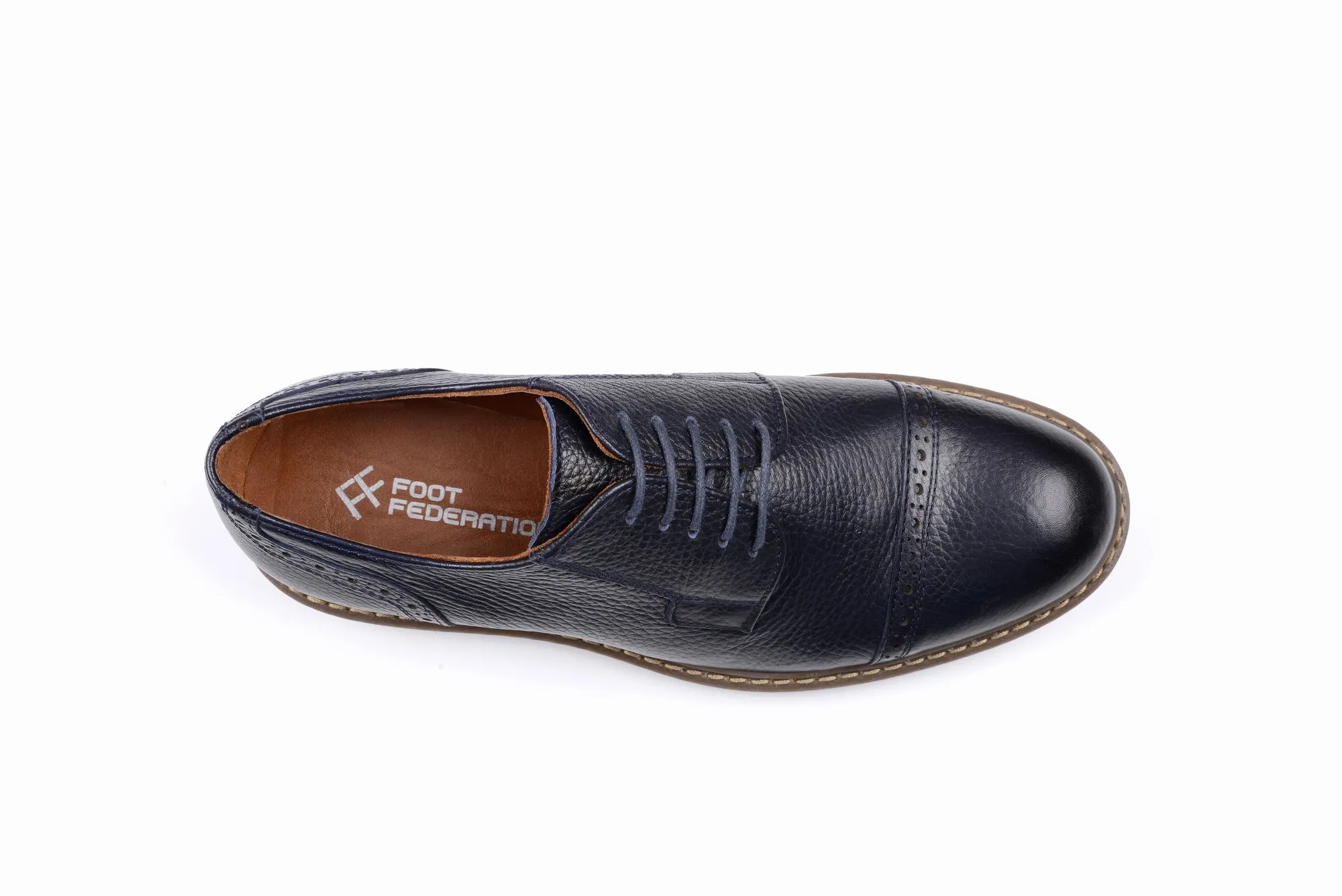 FOOT FEDERATION DERBY CAP-TOE MENS SHOE NAVY BLUE