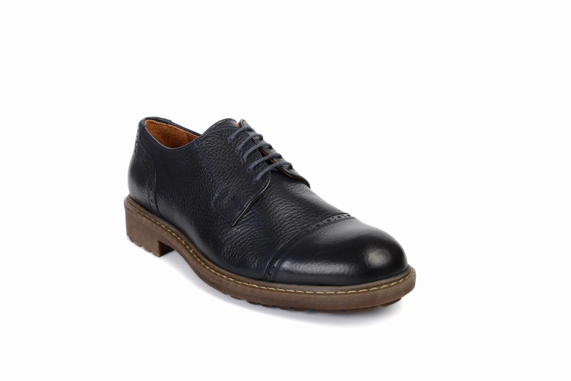 FOOT FEDERATION DERBY CAP-TOE MENS SHOE NAVY BLUE