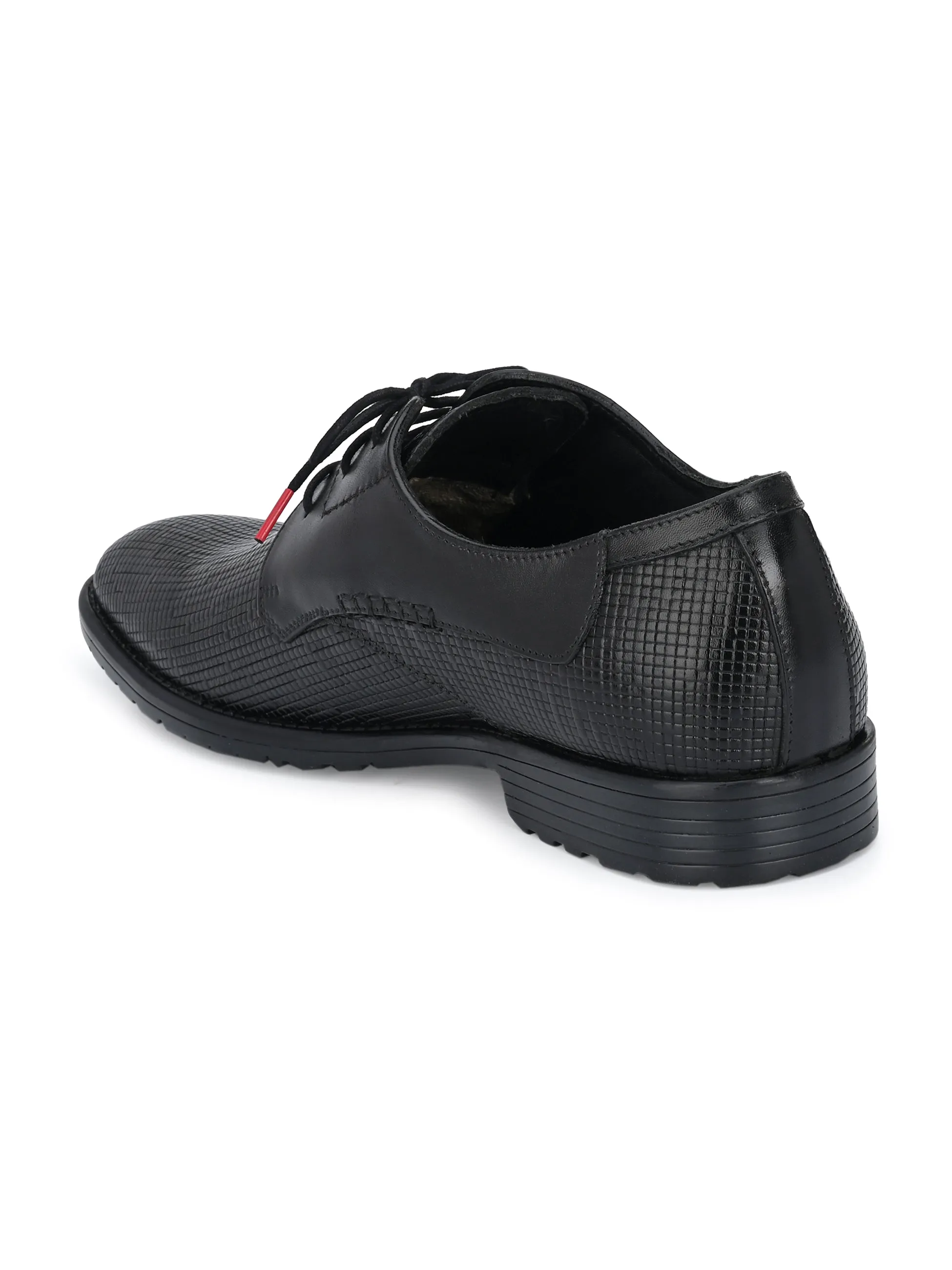 Hitz Men's Black Leather Party Wear Derby Shoes
