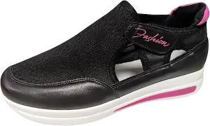Lausiuoe Women's Fashion Sneakers Slip On Walking Shoes Tennis Sneakers Casual Lace Up Lightweight Running Shoes
