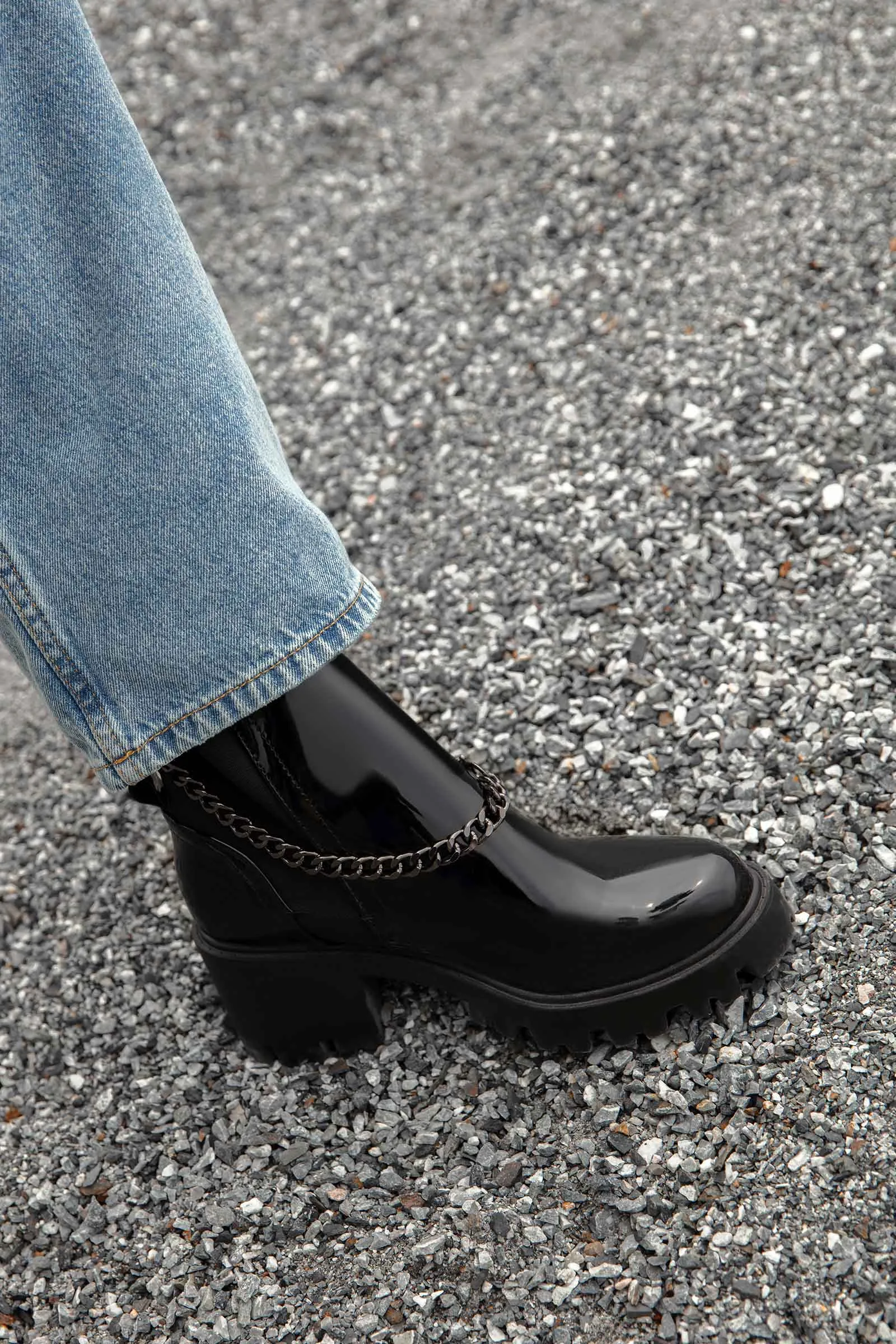 Long Patent Chain Boots