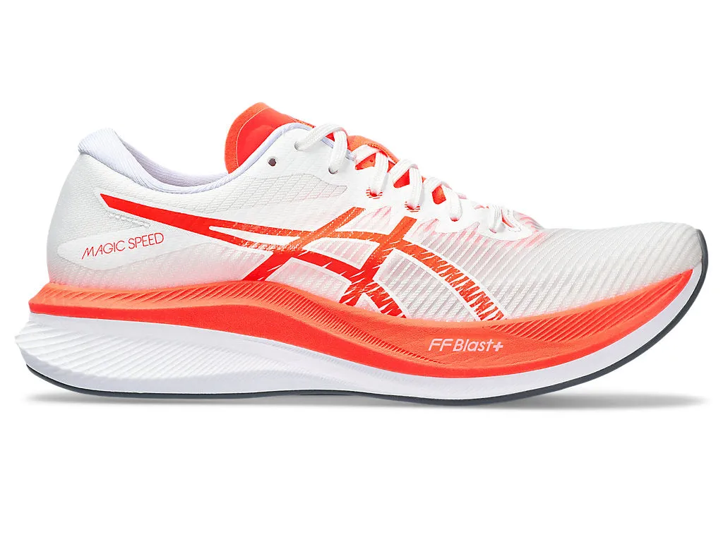 Men's Asics Magic Speed 3, White/Sunrise Red, 11 D Medium