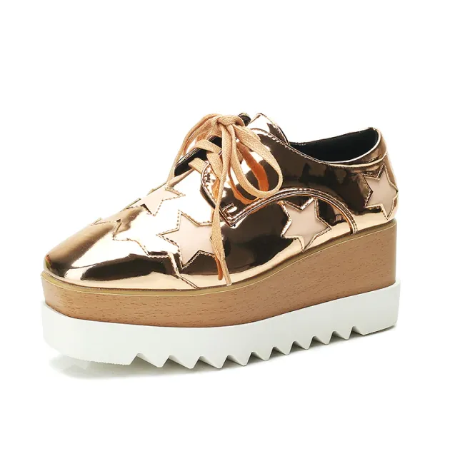 Merchan Women's Platform Patent leather Shoes