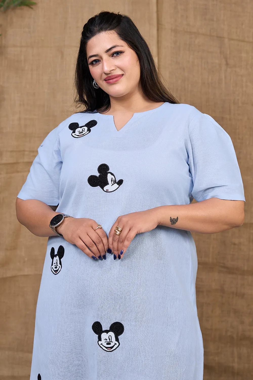 Mickey Mouse Cotton Embroidery Dress