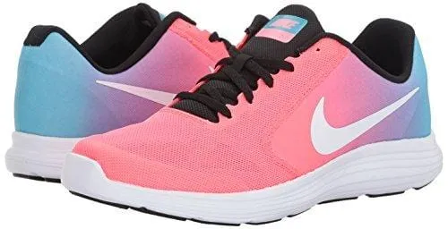 NIKE Girls' Revolution 3 Running Shoe (GS), Chlorine Blue/White/Racer Pink/Black, 7 M US Big Kid