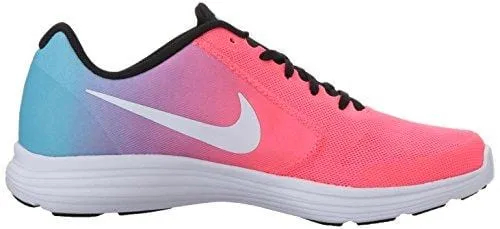 NIKE Girls' Revolution 3 Running Shoe (GS), Chlorine Blue/White/Racer Pink/Black, 7 M US Big Kid