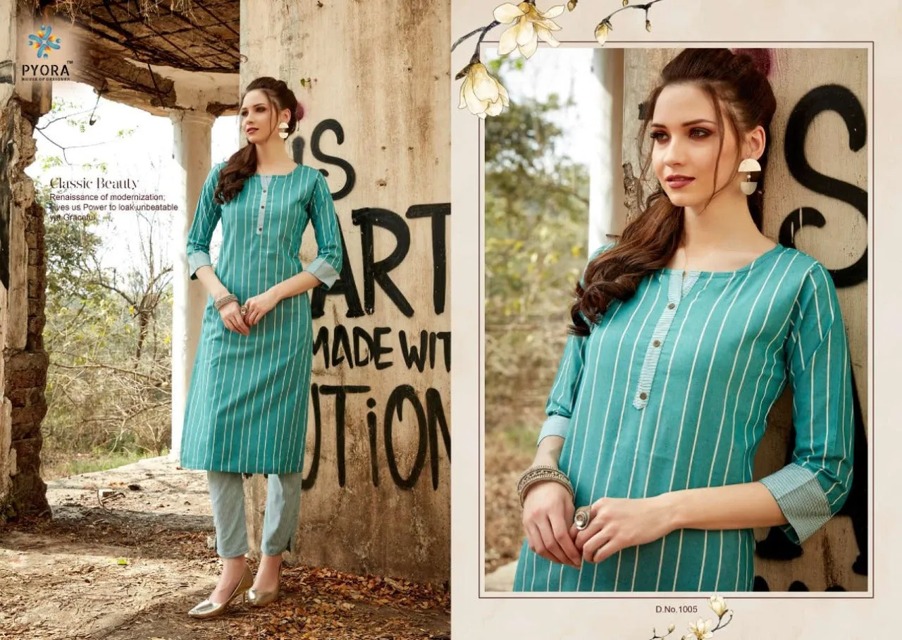Pyora Presents Victory Vol 1 Cotton Casual Wear Kurtis Collection
