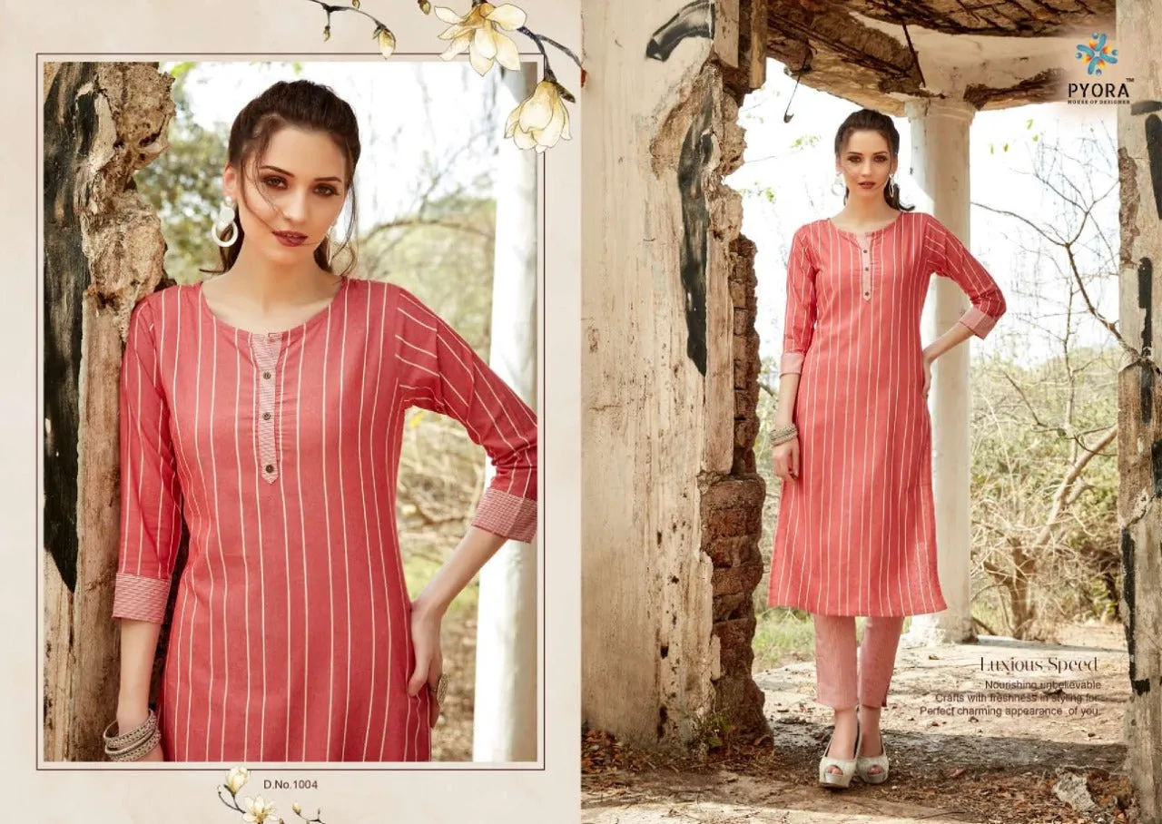 Pyora Presents Victory Vol 1 Cotton Casual Wear Kurtis Collection