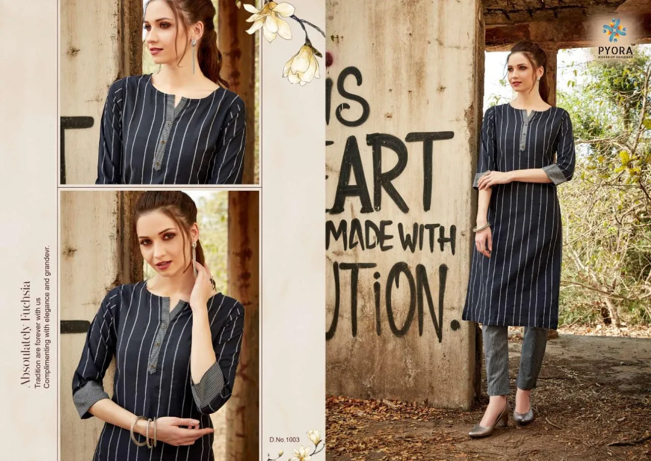 Pyora Presents Victory Vol 1 Cotton Casual Wear Kurtis Collection
