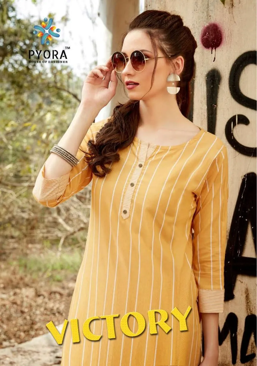 Pyora Presents Victory Vol 1 Cotton Casual Wear Kurtis Collection