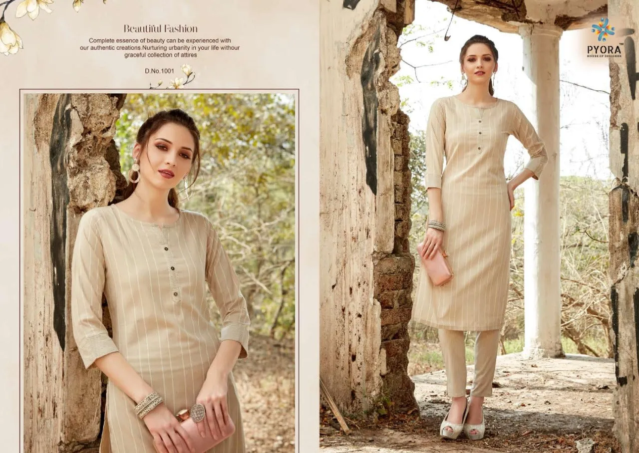 Pyora Presents Victory Vol 1 Cotton Casual Wear Kurtis Collection