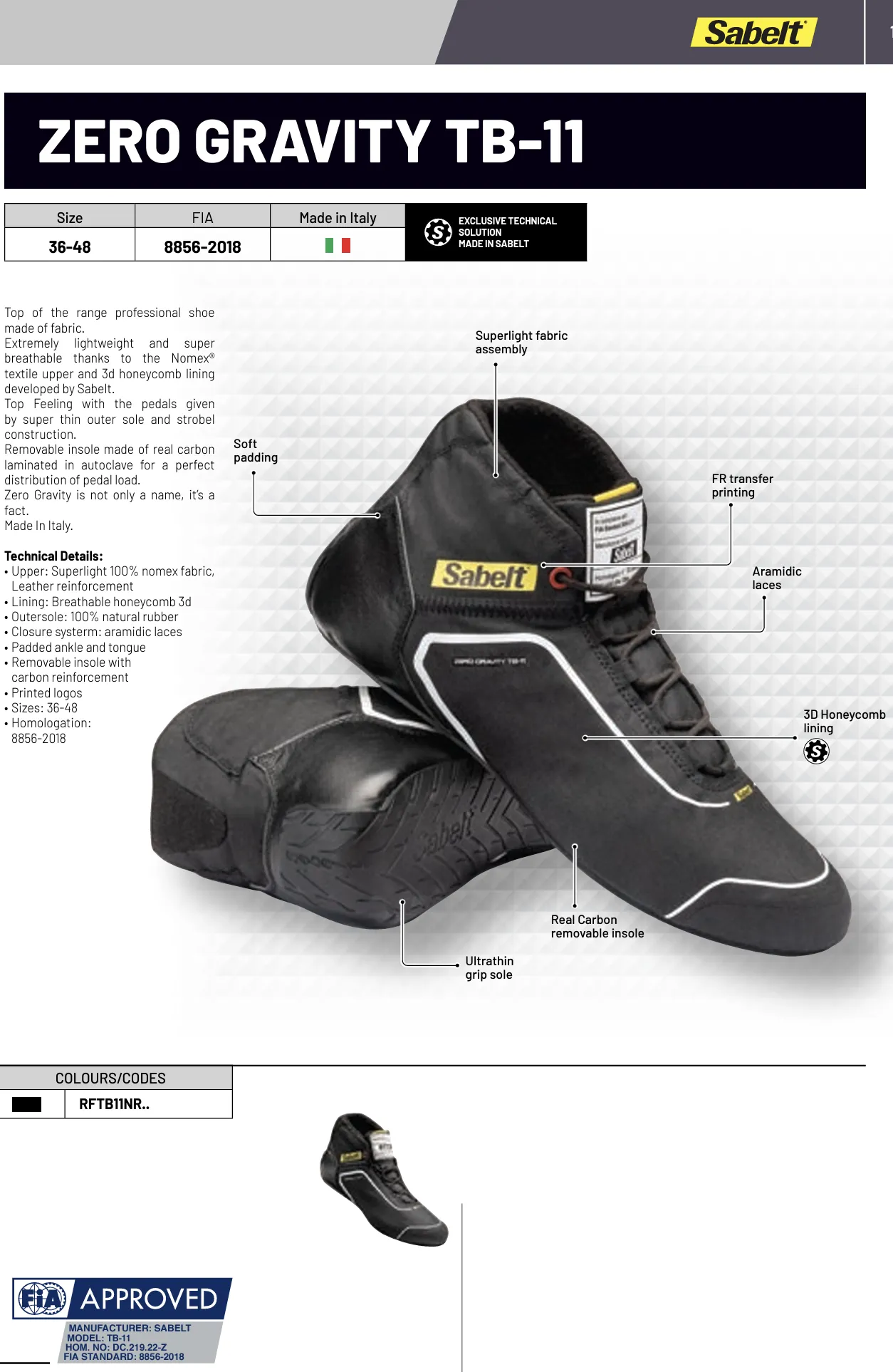 Sabelt TB11 Zero Gravity Race Shoe