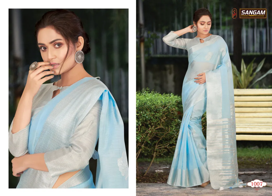 Sangam Prints Launched Pankhuri Linen Cotton Casual Wear Sarees