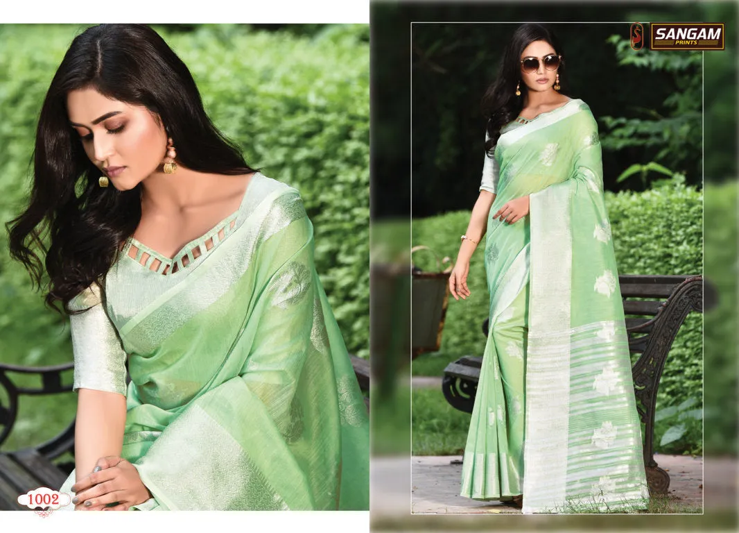 Sangam Prints Launched Pankhuri Linen Cotton Casual Wear Sarees