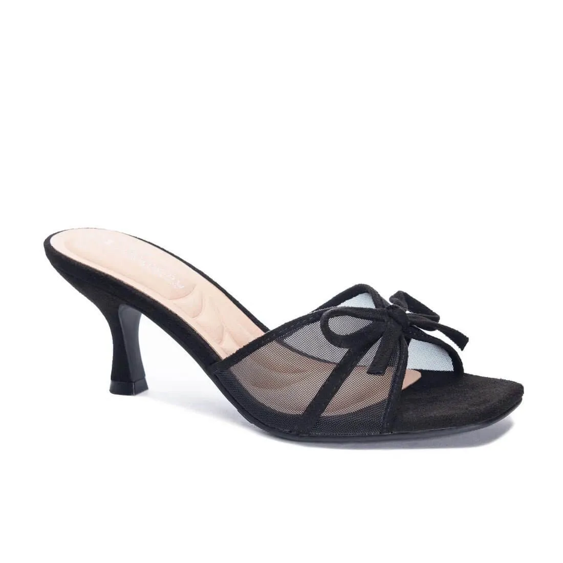 The Jump Up Dress Slide: Black Bow Kitten Heel