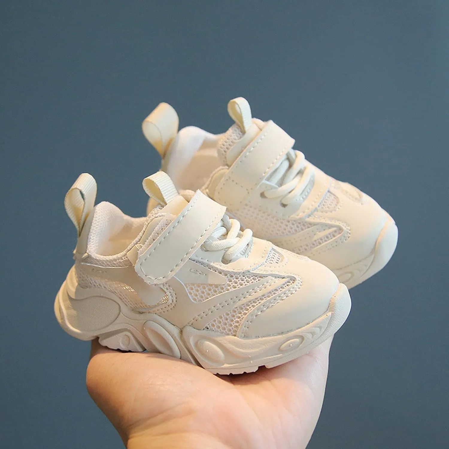 Toddler Girls Sneakers New Solid Color Double Mesh Breathable Non Slip Children's No Heels Sport Shoes Breathable Sneakers