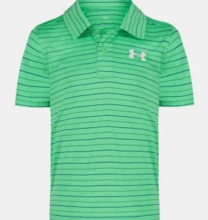 UA MATCH PLAY STRIPE POLO MATRIX GREEN