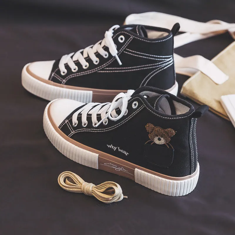Women's Embroidery Spring Three Times Vulcanized Canvas Shoes