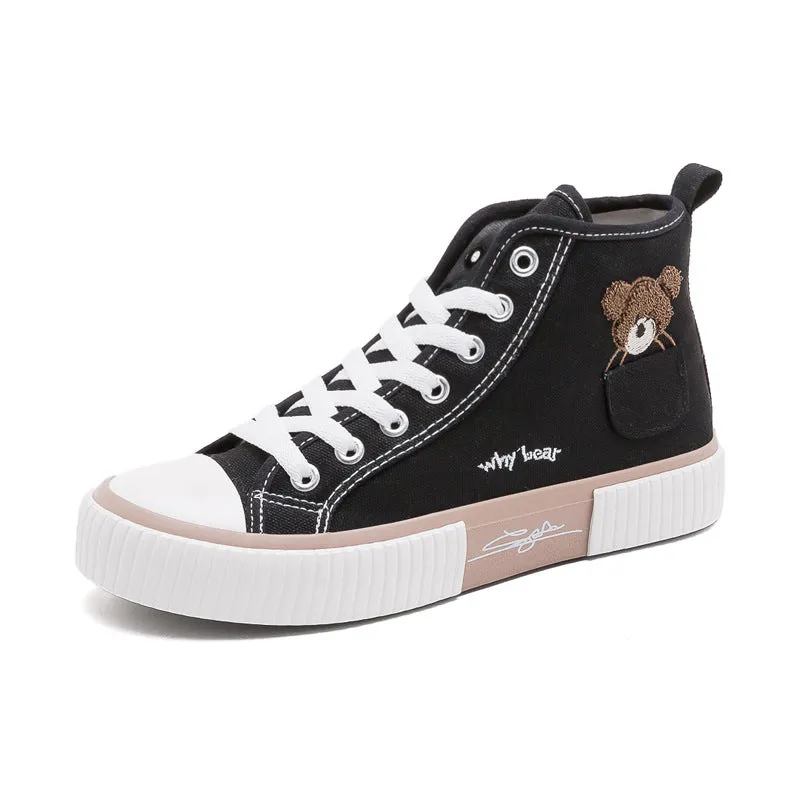 Women's Embroidery Spring Three Times Vulcanized Canvas Shoes
