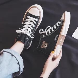 Women's Embroidery Spring Three Times Vulcanized Canvas Shoes