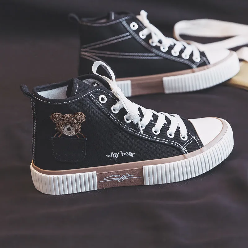 Women's Embroidery Spring Three Times Vulcanized Canvas Shoes