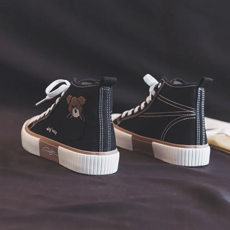 Women's Embroidery Spring Three Times Vulcanized Canvas Shoes